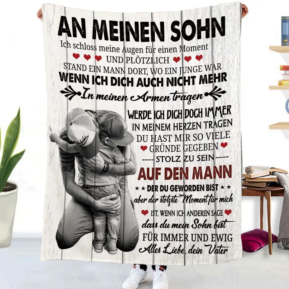 Flanelldecke mit deutschen Buchstaben „To My Daughter Son“, Weihnachtsgeschenk, warme Überwurfdecke für Bett, Sofa, Couch, Geburtstagsgeschenke, Heimkönigin – Detail 9