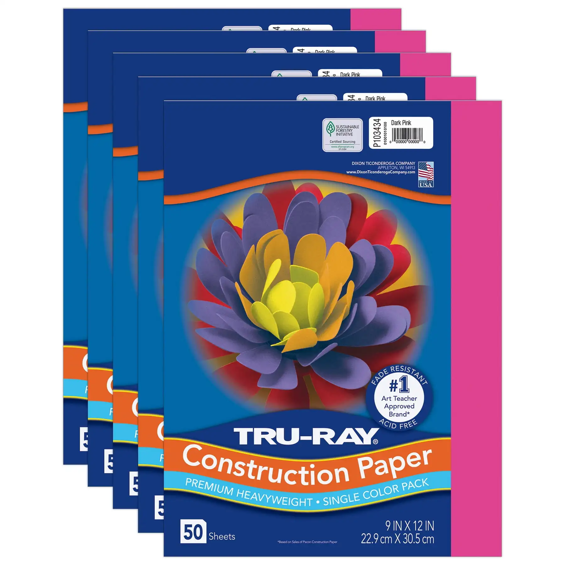 

Будировочная бумага Tru-Ray, тяжелая, темно-розовая, 9 x 12 дюймов, 50 листов в упаковке, 5 упаковок