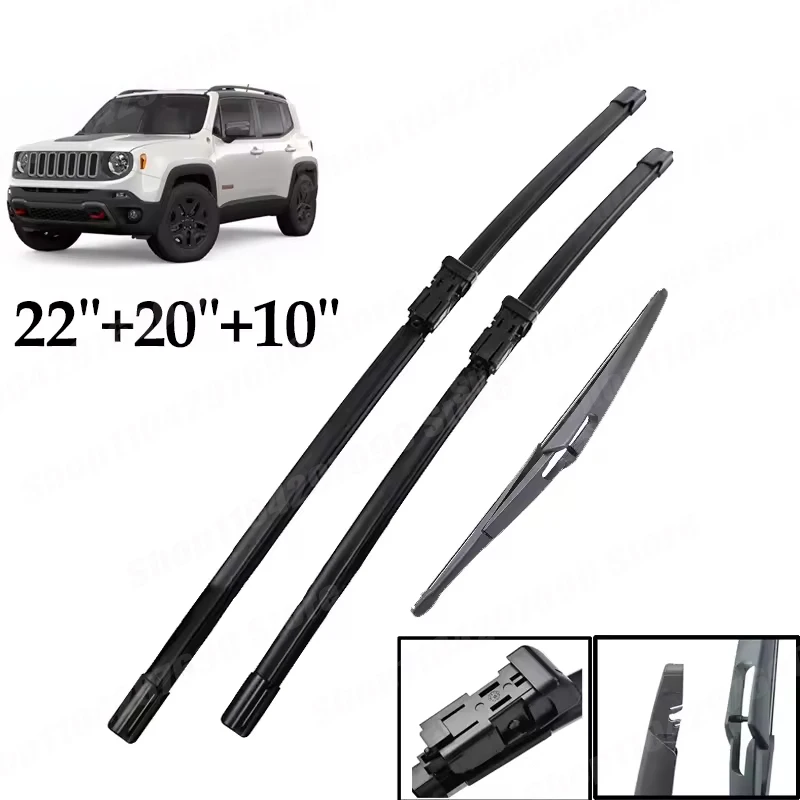 

Wiper Front & Rear Wiper Blades Set For Jeep Renegade BU 2014 - 2023 Windshield Windscreen Clean Window 22"+20"+10"