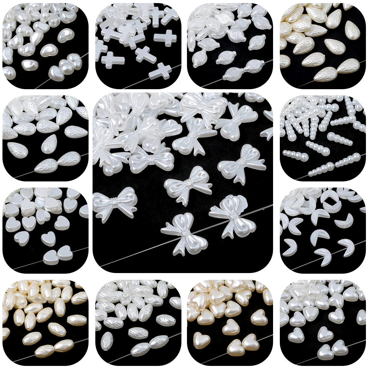 30-100Pcs White/Ivory ABS Imitation Pearls Beads Multi-Shapes Plastic Loose Spacer Beads For Jewelry DIY Making Accessories