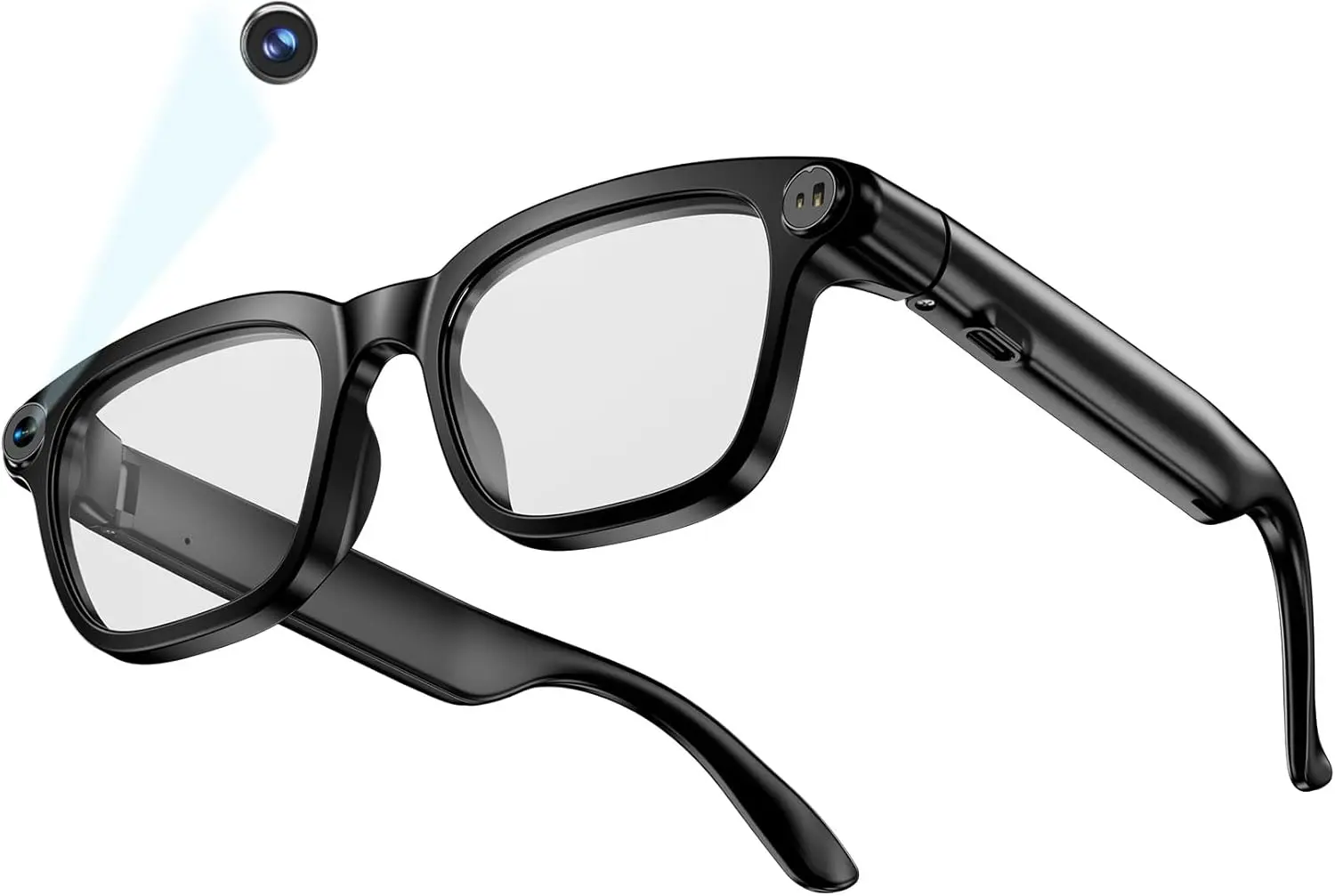 

Smart Glasses with Camera 1080P HD Video Recording, Hands-Free POV for Vlog Travel Sports
