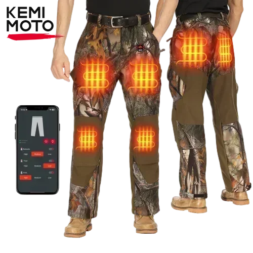 KEMIMOTO Heated Pants Men Camouflage Hunting Trousers 20000mAh Battery Waterproof Silent Surface for UTV ATV Outdoor Equipment