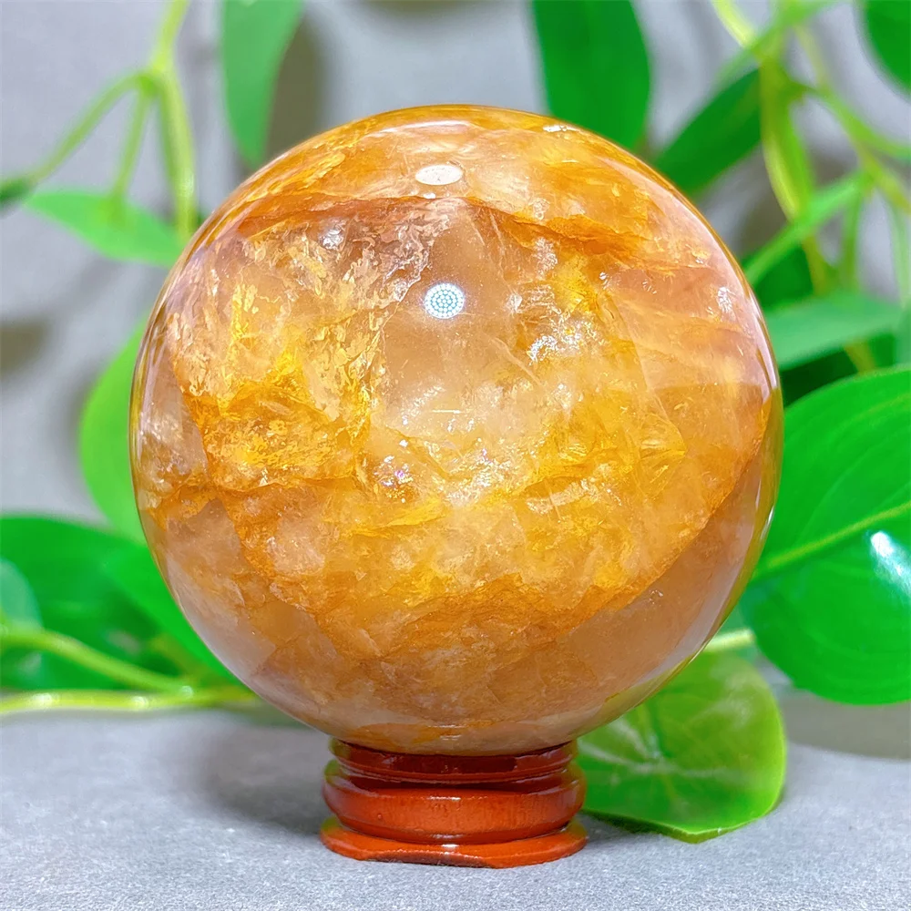 Golden Healer Sphere Crystal Natural Quartz Stone Home Decoration Minerals Love Beautiful Craft Gifts Energy Healing +Stand