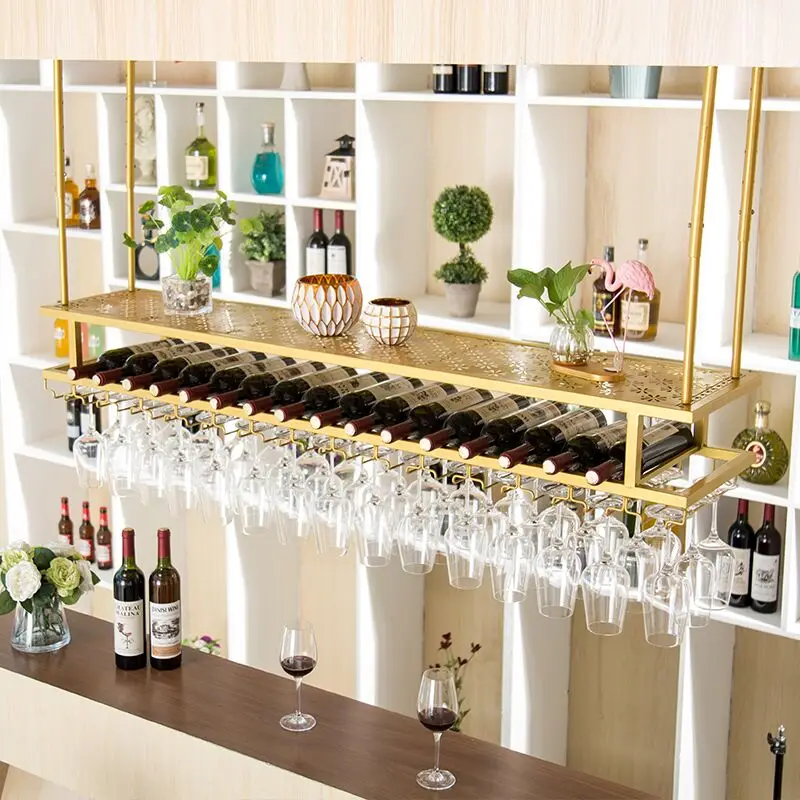 

Wine bar table hanging cup holde upside down creative