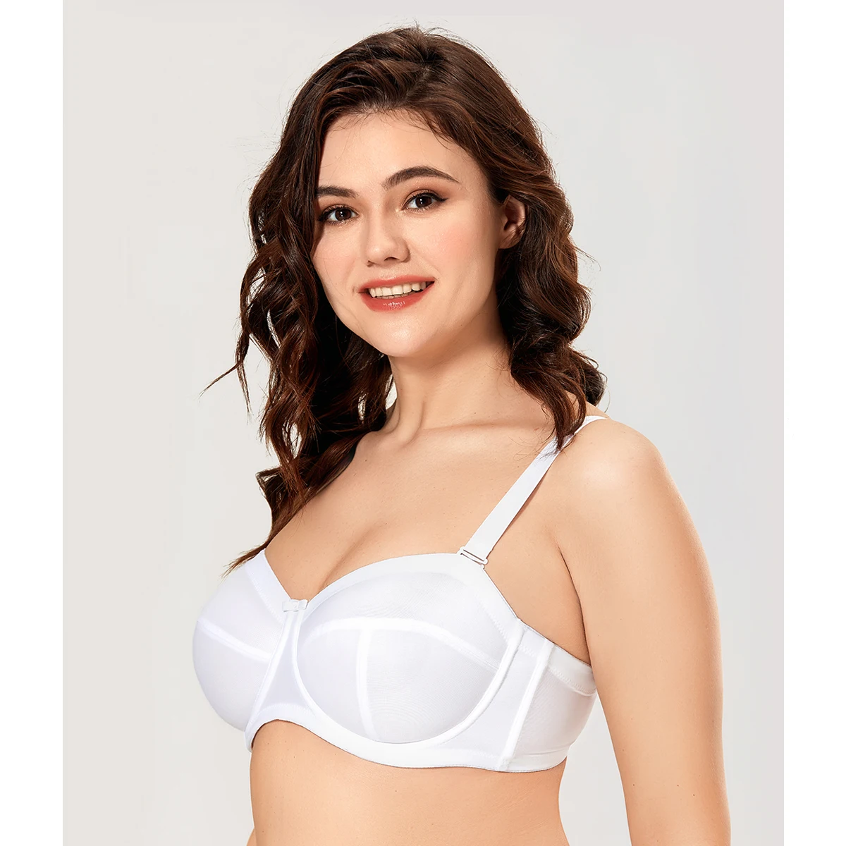 Women's Plus Size Underwire Ultra Support Non-padded Push Up Convertible Multi-Way Strapless Bra C D DD E F Cup Tube Top