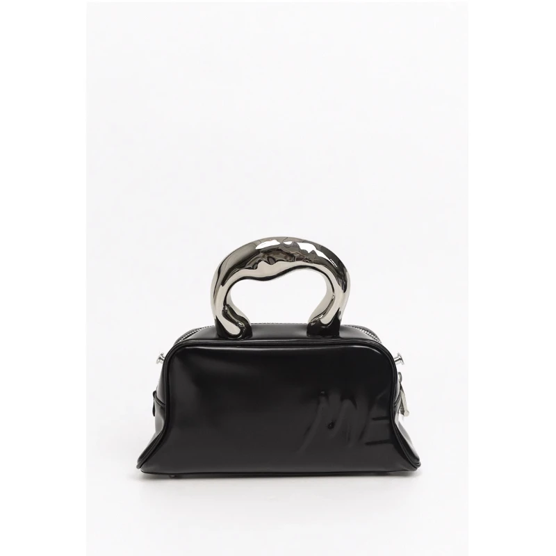

Letter handle first layer cowhide commuter dumpling tote bag