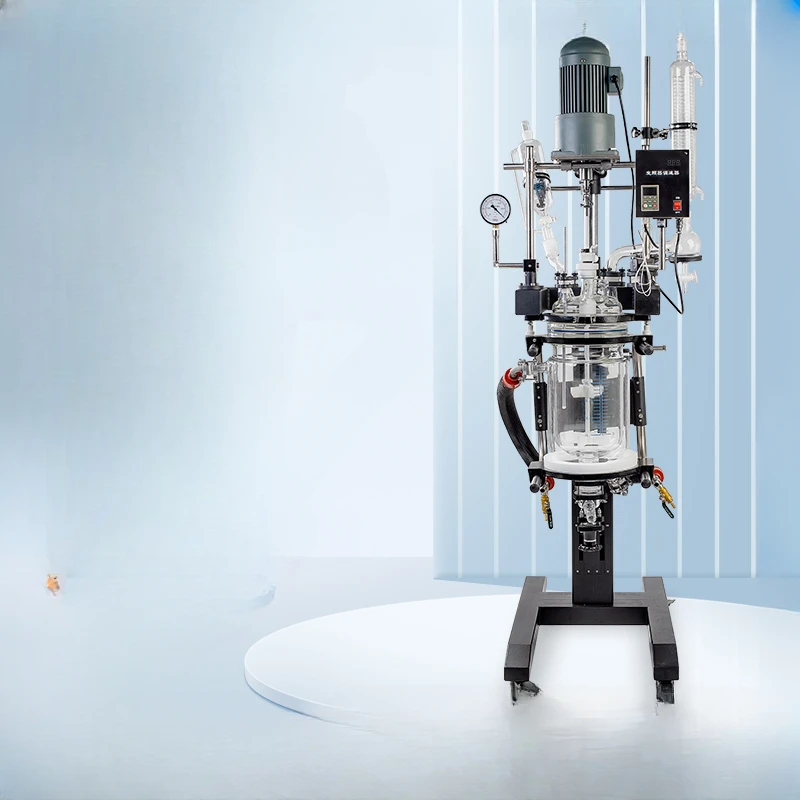 Double-layer glass reactor laboratory rotary lifting multifunctional jacketed reactor 5L/10L/50L