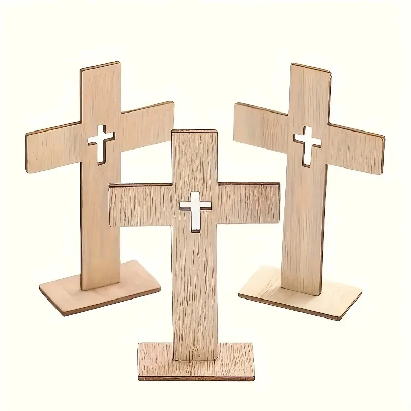 2026 latest models 24pcs wooden crosses for diy crafts, religious art projects, church communion, home decor wooden cross shapes