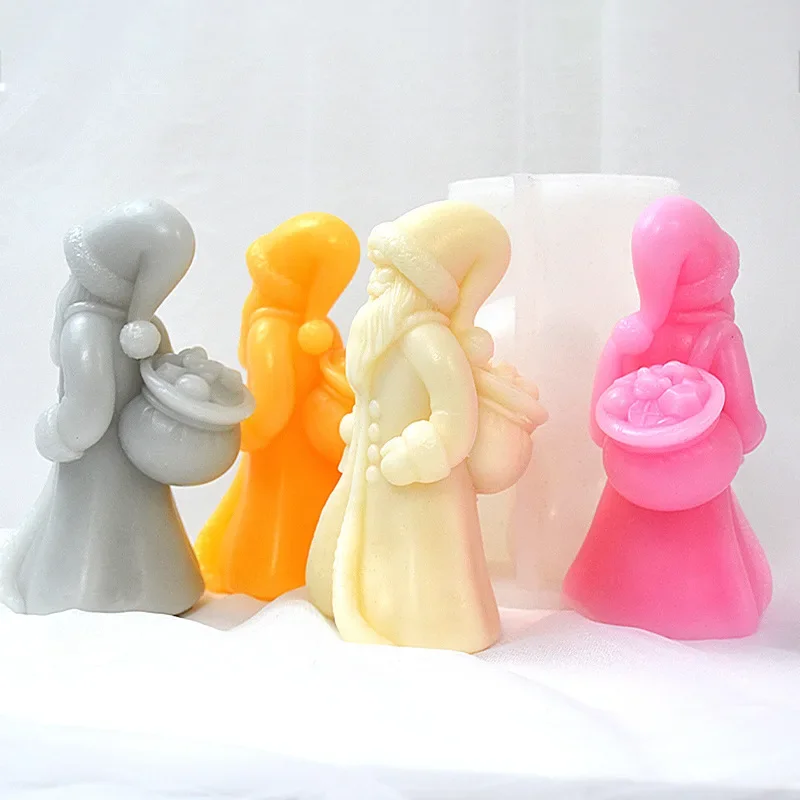 Cute Santa Claus Candle Mold Father Christmas Resin Silicone Mold Kriss Kringle Plaster Gypsum Mould Home Decor Christmas Tree