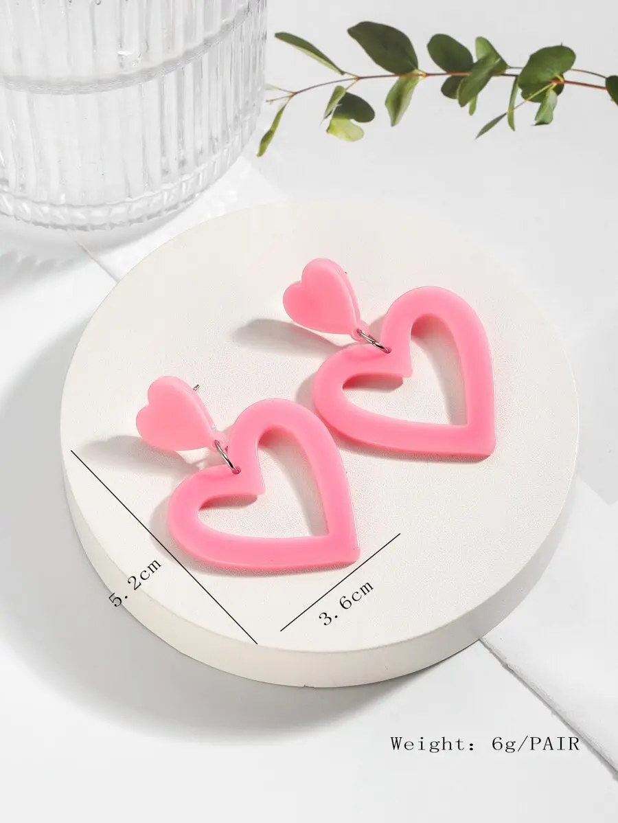

Acrylic Heart Shape Drop Earrings For Women Valentines Day Gift Daily Wear