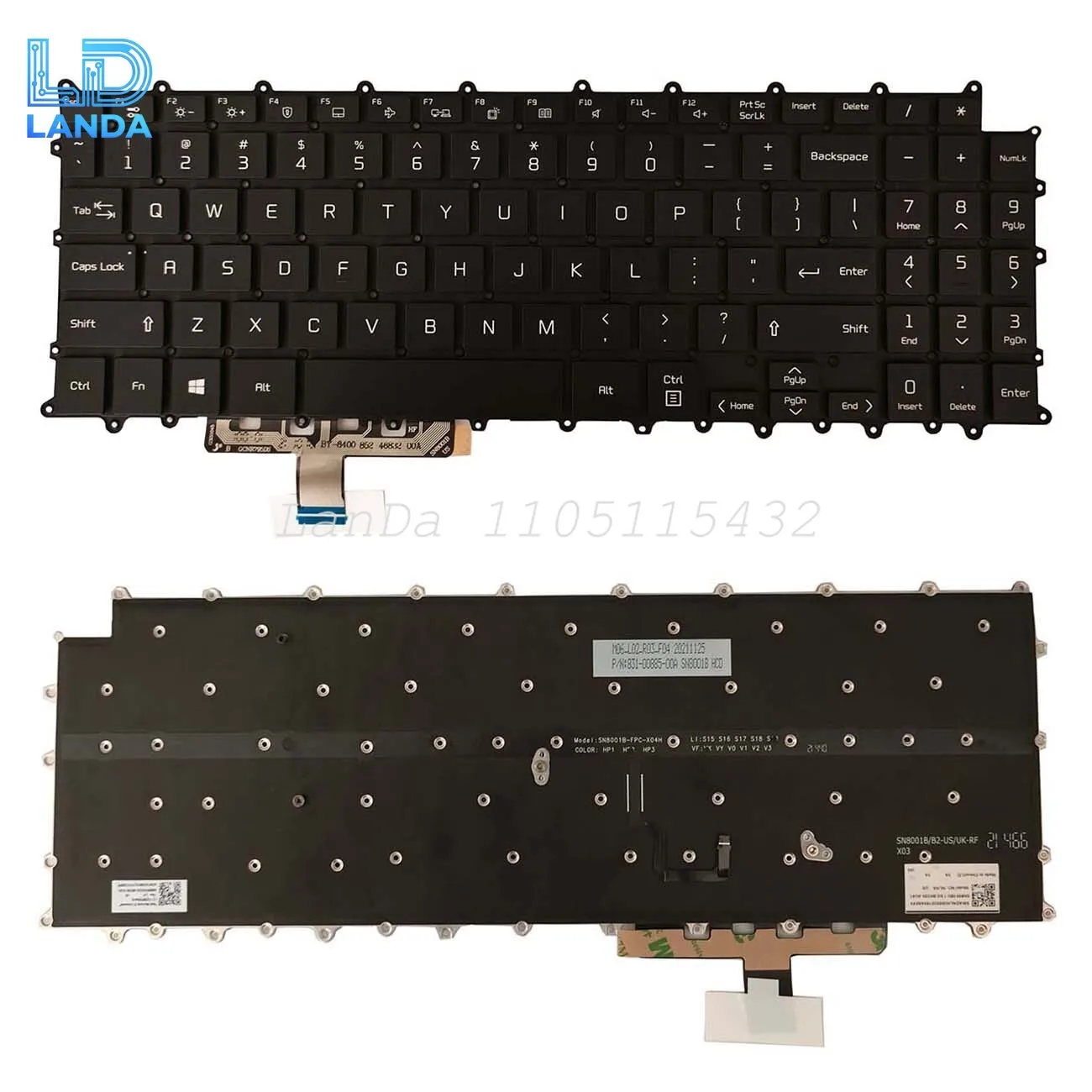 

Keyboard For LG Gram 16Z90P 16ZD90P 16Z90PD 16Z90PC Black US Backlit