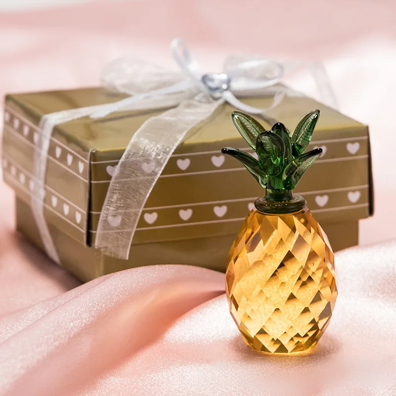 Choice Crystal Pineapple Figurines With Gift Box Packing Home Decoration Crystal Ananas Ornament Tropics Wedding Favors 1-PCS