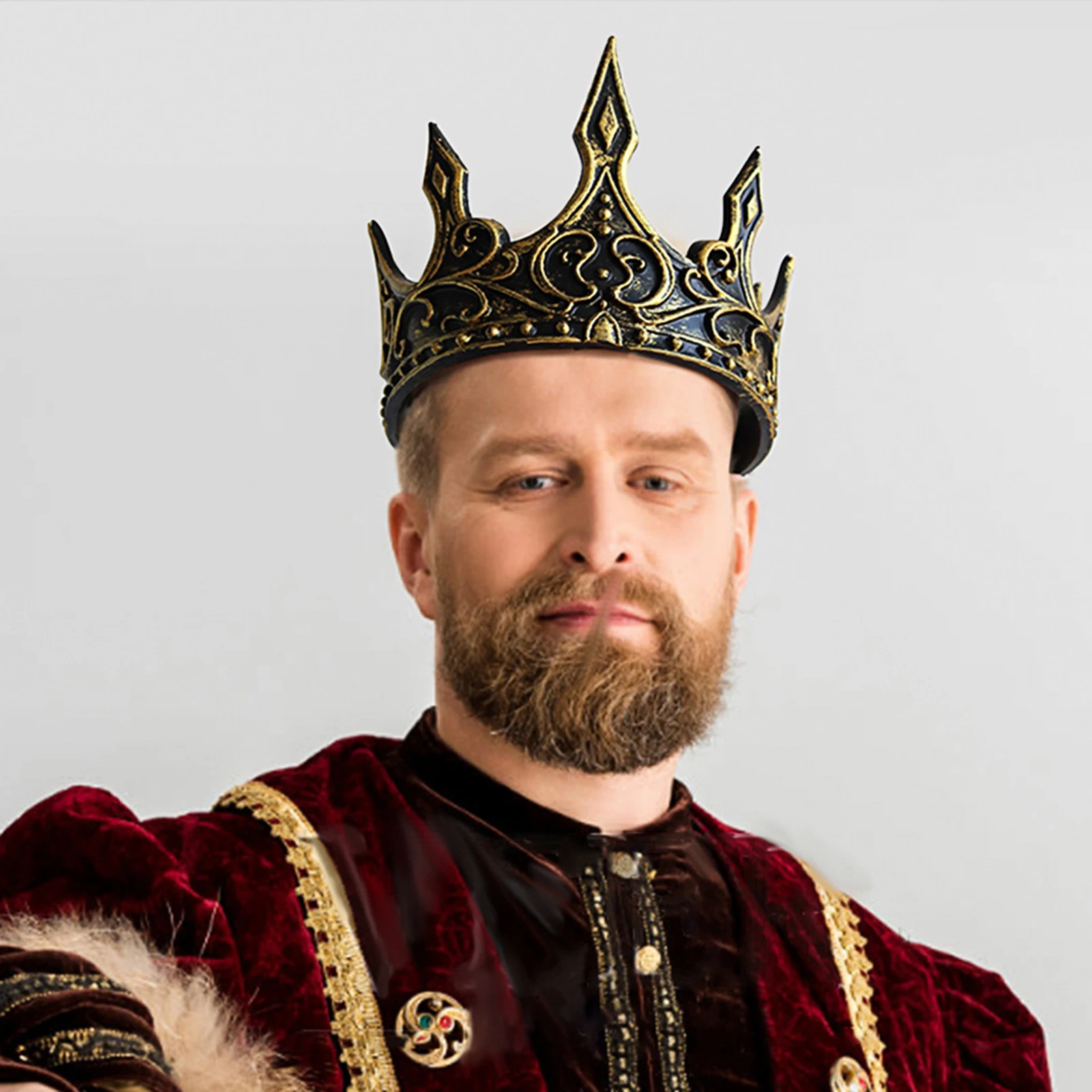 

Men's King Crown, Adjustable Royal Crown Medieval King Costume Ball Props Halloween Cosplay Accessory
