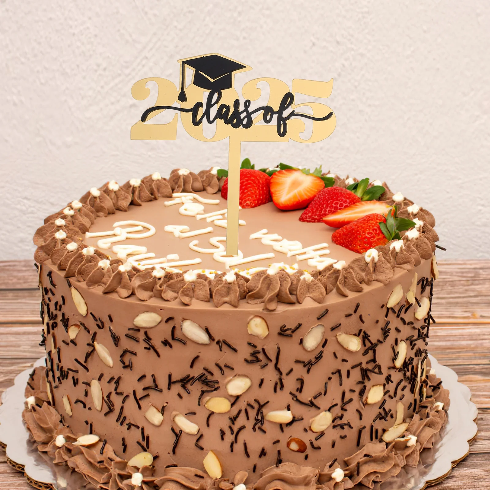 

6Pcs Graduation Cake Toppers Acrylic Elegant Modern Design for Party Decor Congrats Grad Decorations Cupcake Toppers