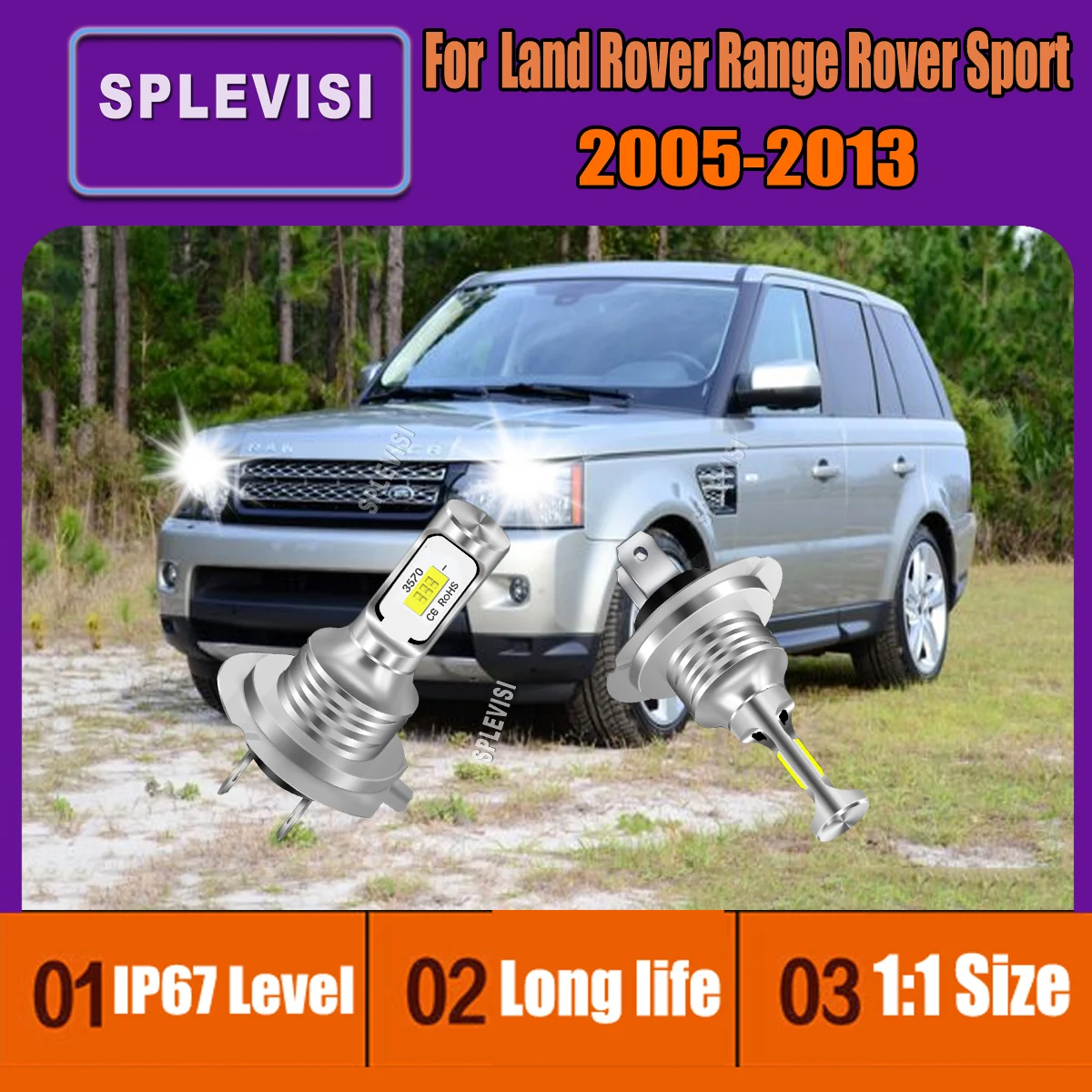 

Luz H7 Car Headlight Bulbs Auto Lamp LED Lights 6000K 12V For Land Rover Range Rover Sport 2005 2006 2007 2008 2009 2010-2013