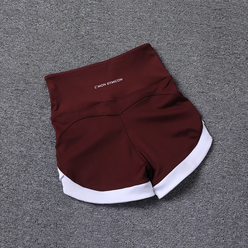 Imagen 2 del producto Pantalones cortos deportivos de cintura alta con contraste de Color, Shorts elásticos ajustados para entrenamiento de cadera, Fitness, Yoga, novedad de 2024