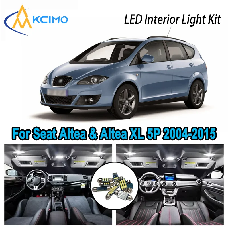 

For Seat Altea Altea XL 5P 5P1 5P5 2004-2015 Premium Bright LED Interior Dome Map Trunk Light Kit Car Led Lamps Canbus No Error