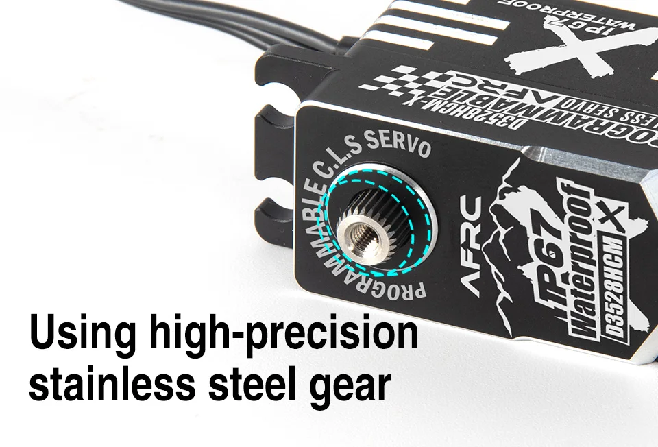 AFRC D3528HCM-X Programmierbares Metall-Servo, flaches Design, IP67 wasserdicht, für YOKOMO HSP Drift RC-Auto, Boot, Flugzeug, Zubehör – Detail 5