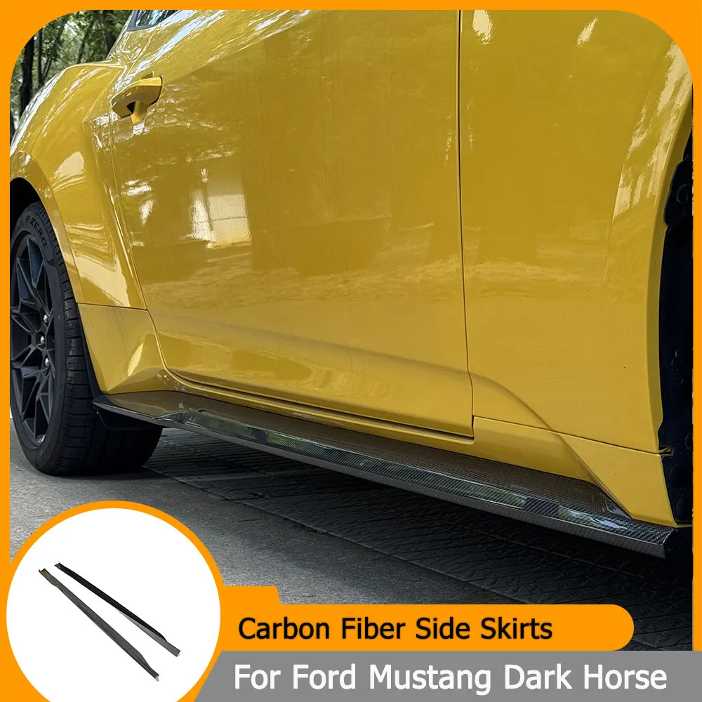 

Боковые юбки автомобиля для Ford Mustang Dark Horse 2023 2024, боковая юбка из углеродного волокна, удлинитель спойлера для губ, комплекты кузова, защита