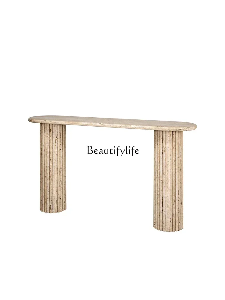 

FG28Nordic wabi-sandy wind natural travertine entrance table marble entrance platform