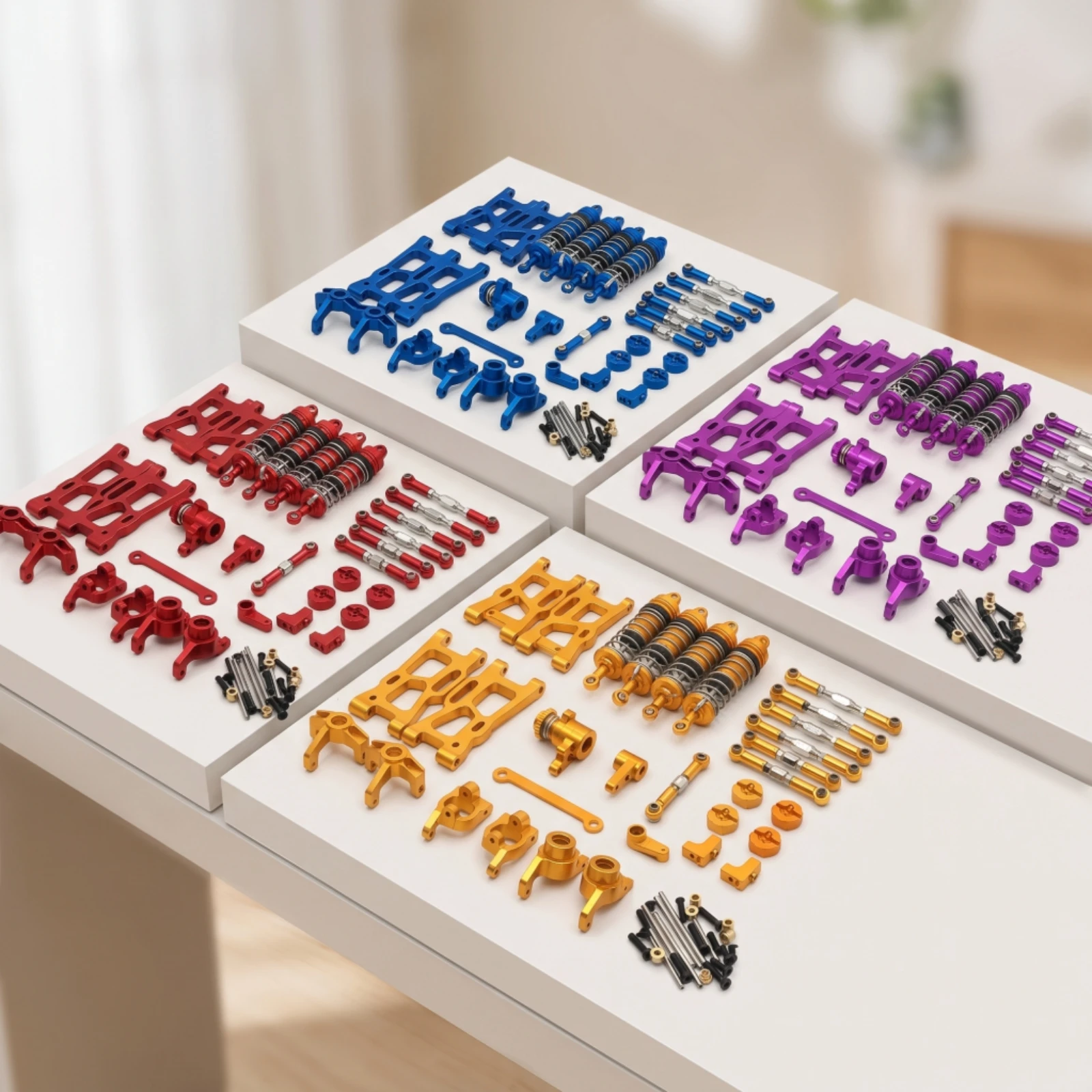 RC Car Upgrade Kit Machined Linkage Arms with Steering Knuckles Steering Assembly Anodized Servo Rod Set High Quality