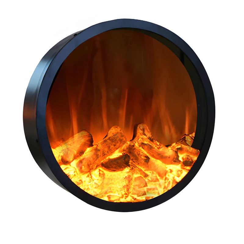 

Minimalist Modern Design 550MM Round Electric Fireplace Realistic Log Indoor Bedroom