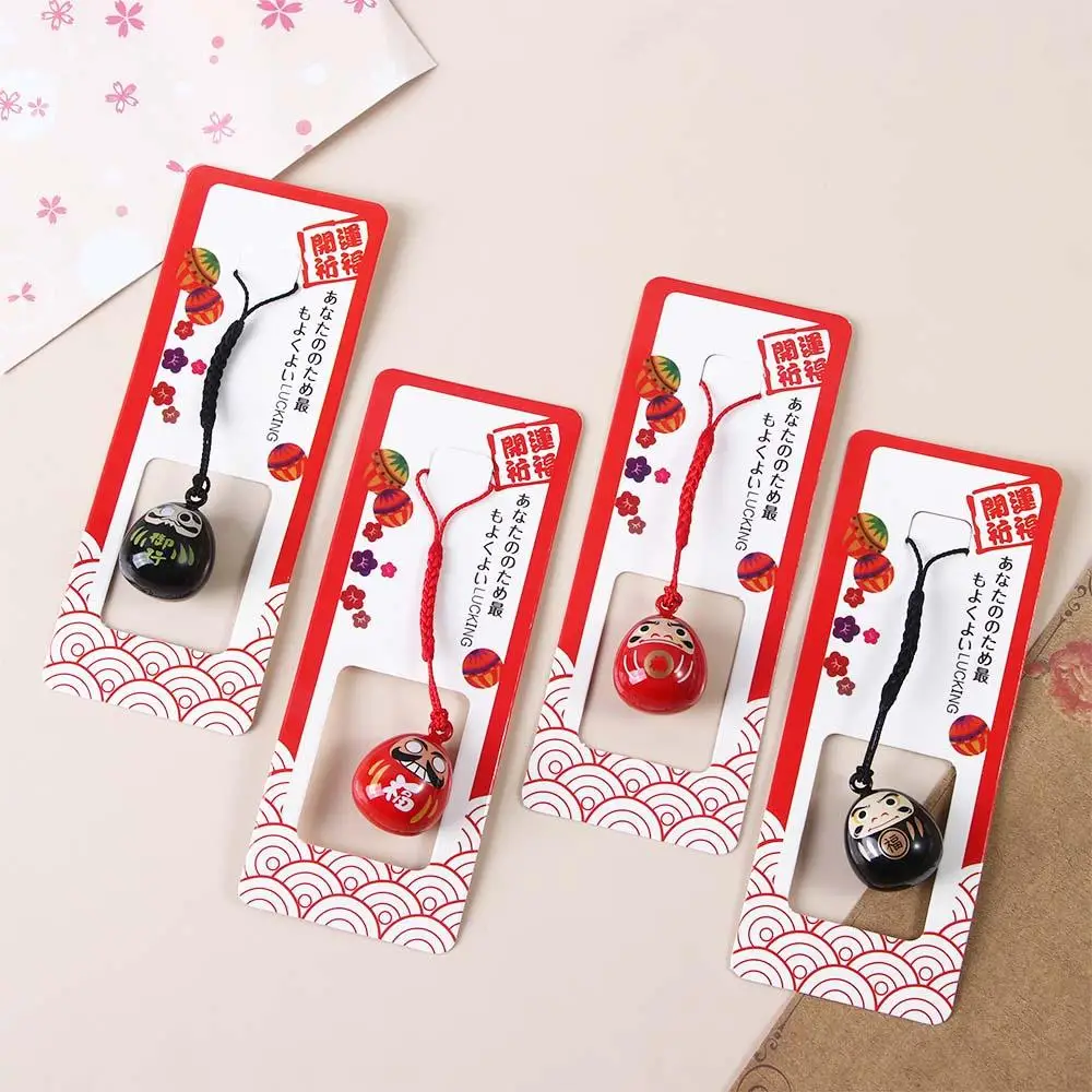 Japan Lucky Cat Daruma Bells Pendant DIY Trinkets Phone Accessory Car Bag Key Chain Good Luck Fortune Wealth Gift
