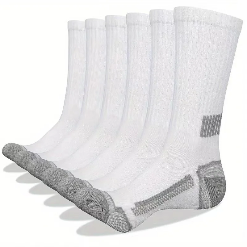 6 Pairs of MEN\'S Sports Socks, Sweat Absorbing, Comfortable and Breathable, Suitable for Basketball Training and Outdoor Running