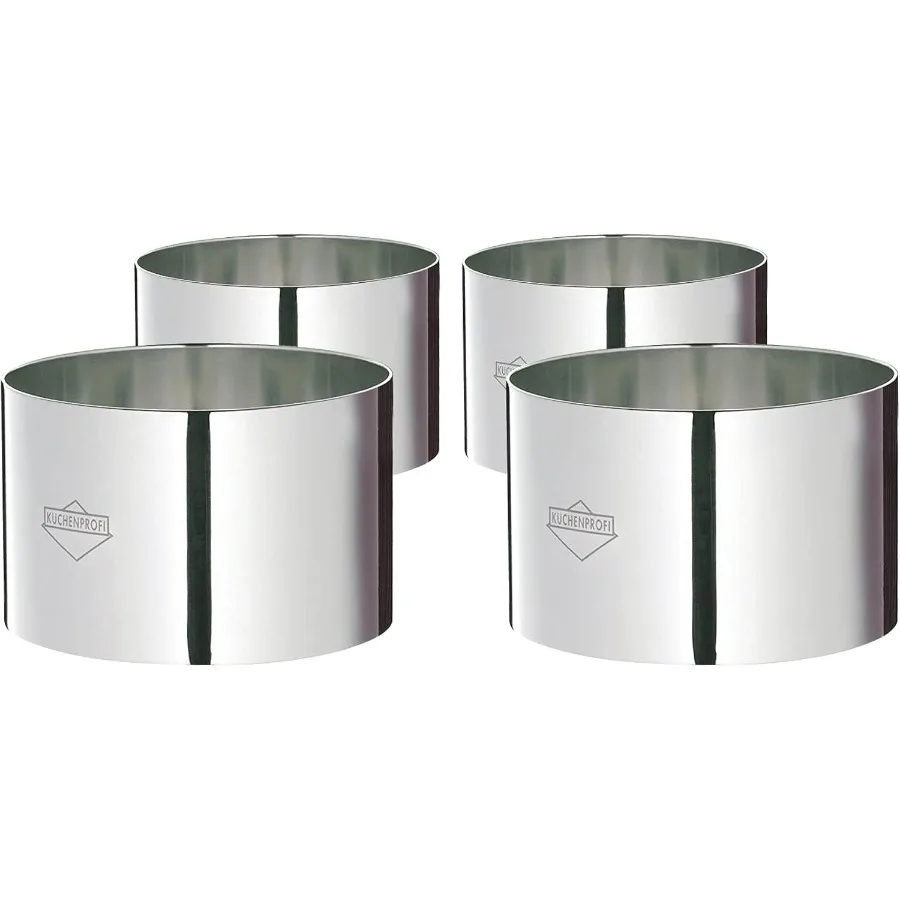 

Stainless Steel Cooking Rings Set of 4 Plating and Forming Ring Molds 3 Inches Perfect for Professional Baking and Food Present