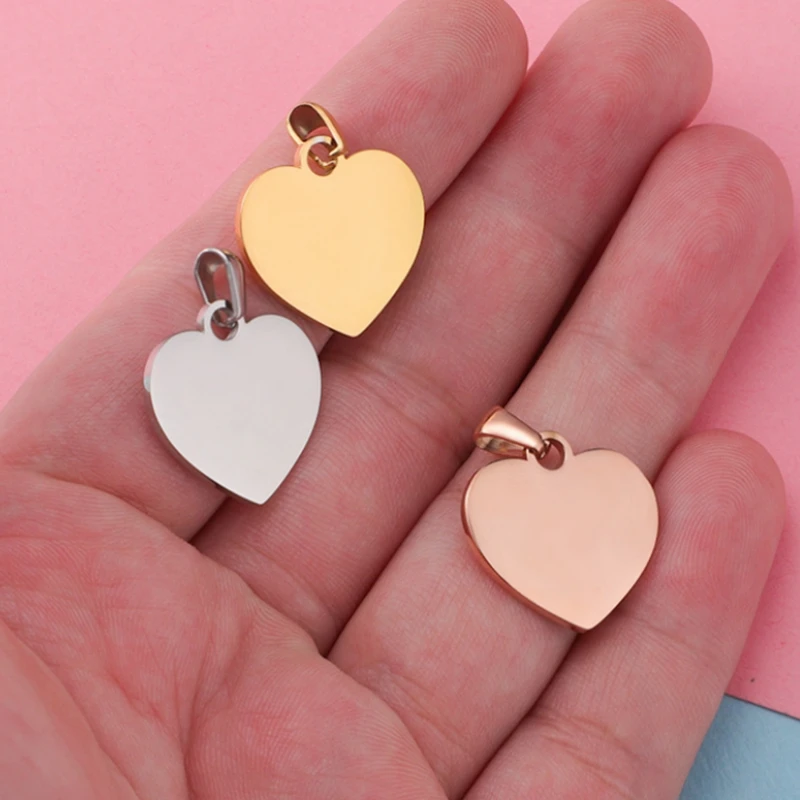 New 20*20mm 25*25mm 20piece/lot Love Heart Stamping Blanks Tags Mirror Polishe Stainless Steels DIY Hearts Charm Finding