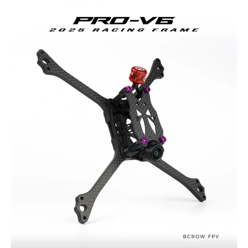 BCROW Pro V6 5inch Carbon Fiber FPV Racing Drone Frame Kit, Only 47g Ultra Lightweight, for 20x20 Stack High-Speed FPV Drones