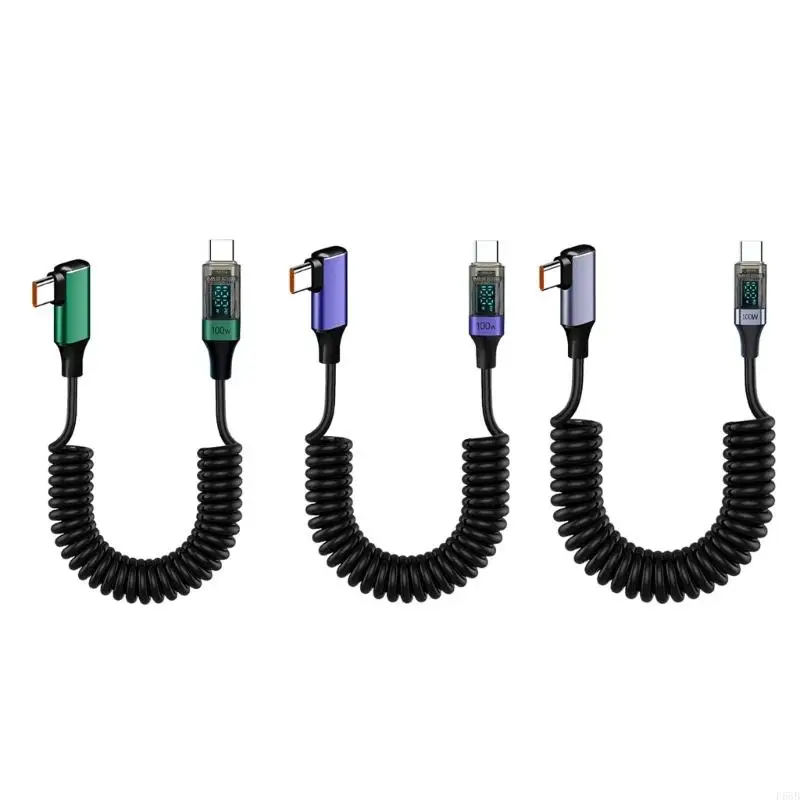 F68B PD100W Cable datos resorte cable carga rápida 480Mbps Transferencia datos para tabletas