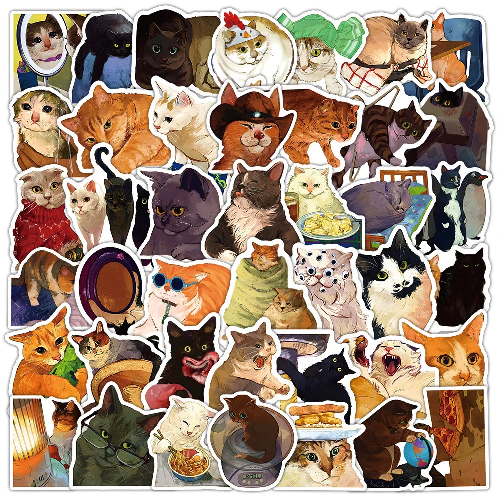 

10/30/50/100pcs Cute Animal Cat Graffiti Stickers Funny Decal Suitcase Laptop Fridge Guitar Kid DIY Sticker Fun Classic Toy Gift