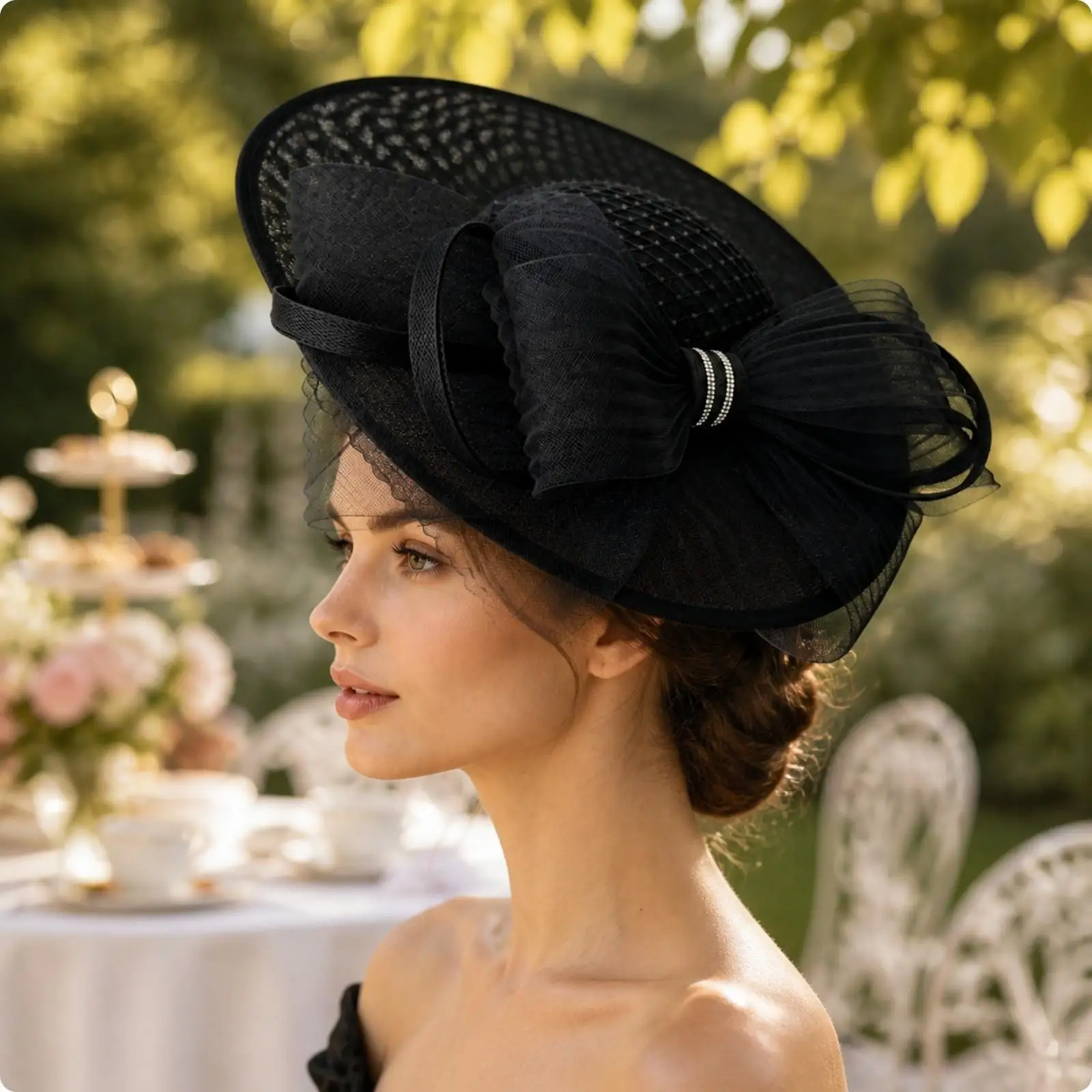 elegant-women-gauze-party-hat-fascinator-with-rounded-crown-wide-brim-for-wedding-church-event