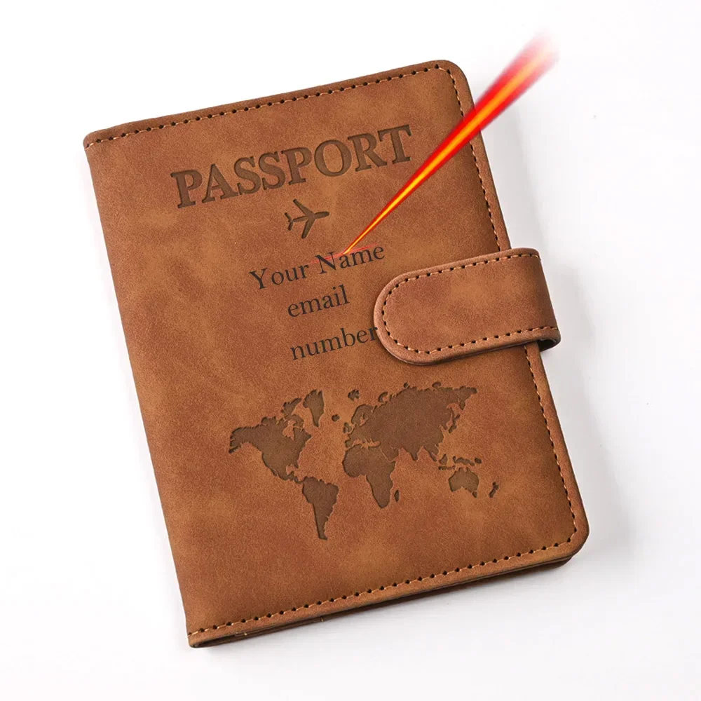 Customizable Passport Covers and Wallets Customized Name ID Bank Card PU Leather Passport Pouch Travel Accessories