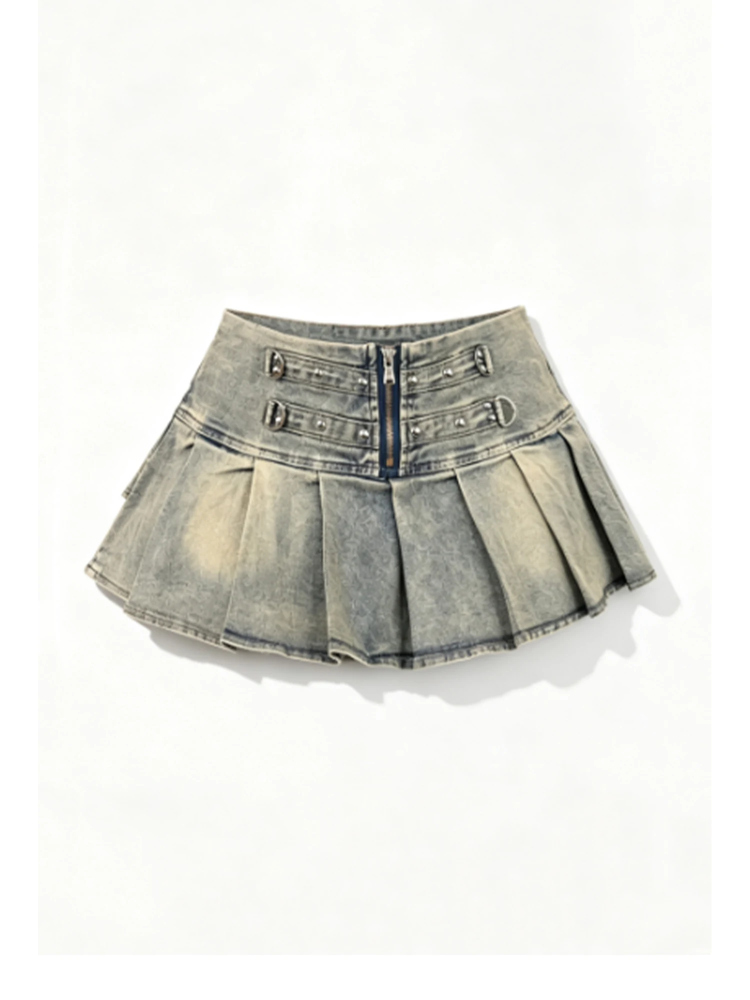 Minifalda vaquera plisada azul para mujer, estilo coreano Y2K Gyaru, vintage Harajuku, cintura alta, falda vaquera estilo cowboy, falda de jean en línea A, para verano