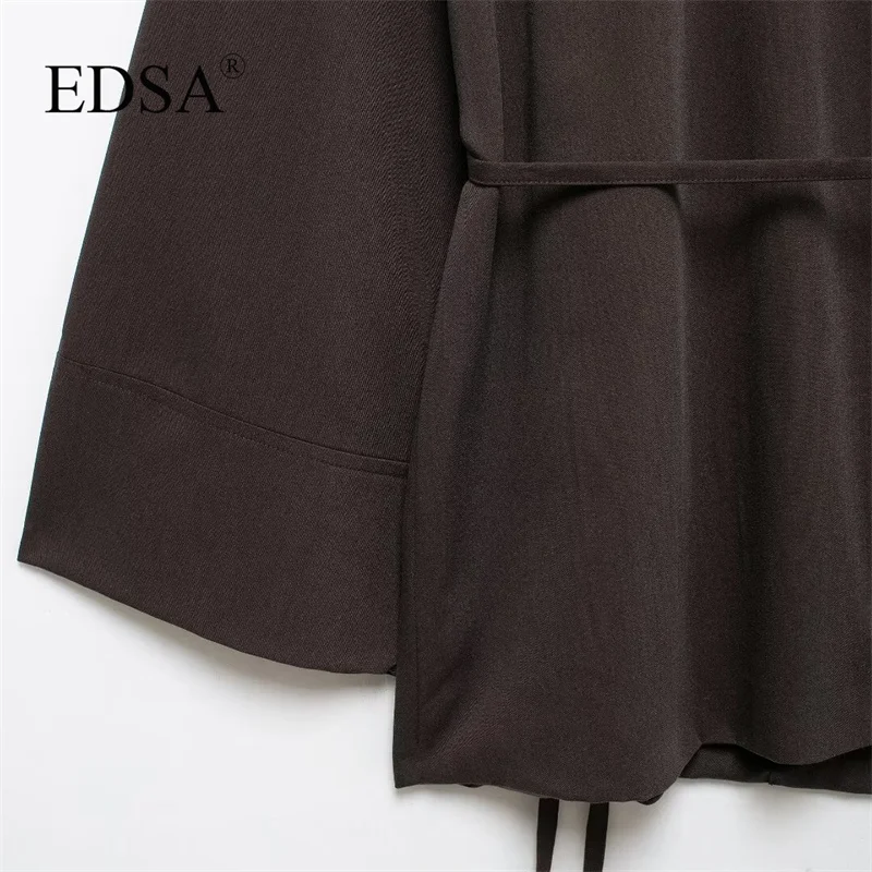 EDSA Women Surplice Kimono V-neck Wrap-style Blouse Long Drop-shoulder Sleeves for Female High Street Top