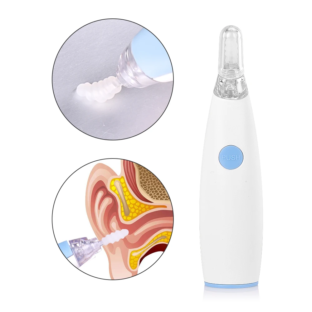 

Ear Wax Cleaner Painless Powered Safety Cordles Electric Cleaning Tool with 4 Removable Silicone Nozzle Head for Babies Adults