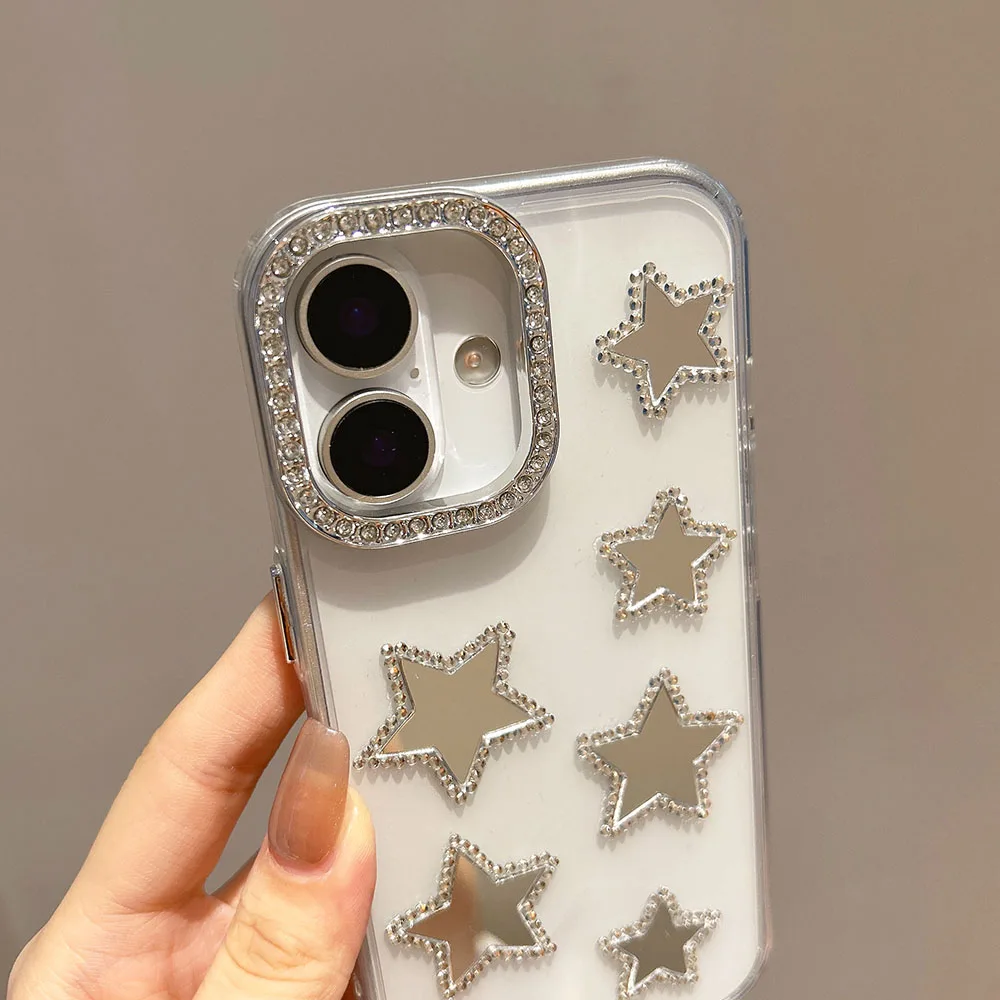 حافظة لهاتف آيفون 11 12 13 14 15 16 برو ماكس شفافة من الأكريليك الصلب بلينغ آيفون غطاء من البولي يوريثان الحراري