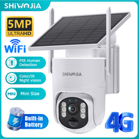 SHIWOJIA 5MP 4G SIM Solar Security Camera Outdoor WIFI 5W Solar Panel 7800mAh Battery Surveillance IP PTZ Cameras Night Vision