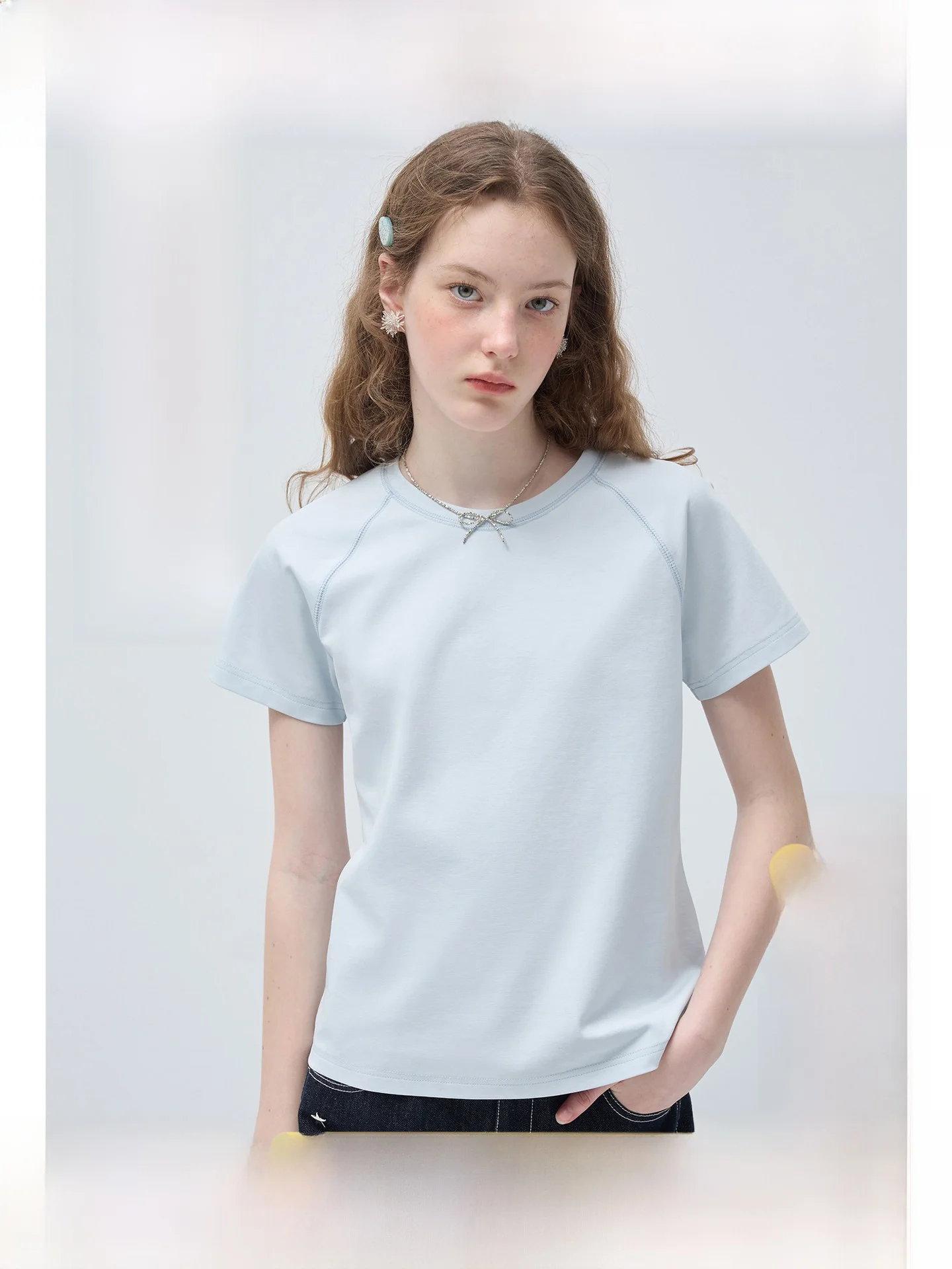 

plus Size Women's round Neck T-Shirt Short Sleeve Versatile Summer Cotton Blend Wear for Slightly Plump MM Daily Use