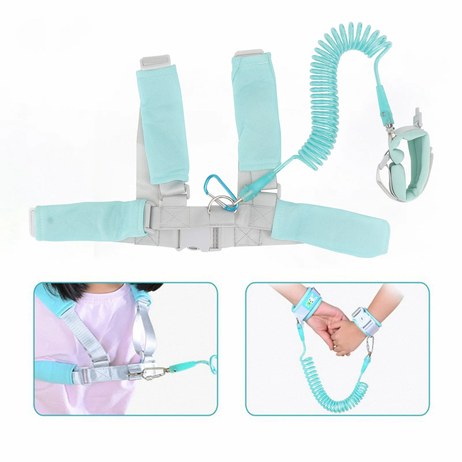 

2Pcs 2.5m Anti Lost Belt Child Safety Harness with Reflective Design Adjustable Shoulder Strap Wrist Link Leash for Kids Outdoor