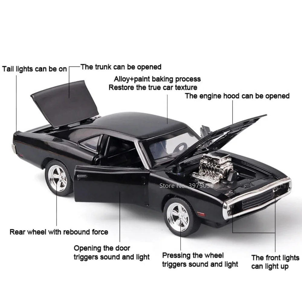 1/32 Scale Charger Metal Car Model Toys Alloy Diecast Vehicle Models High Simulation Toys With Pull Back Car Toys Gifts For Boys