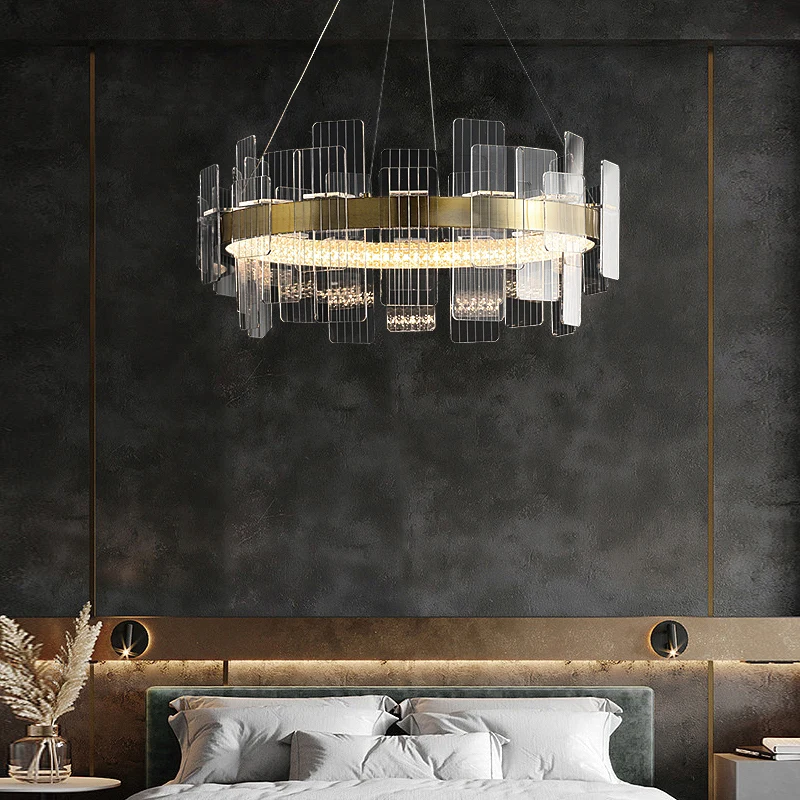 Light Luxury Living Room Chandelier Modern Simple Bedroom Study Ring Dining Room Chandelier