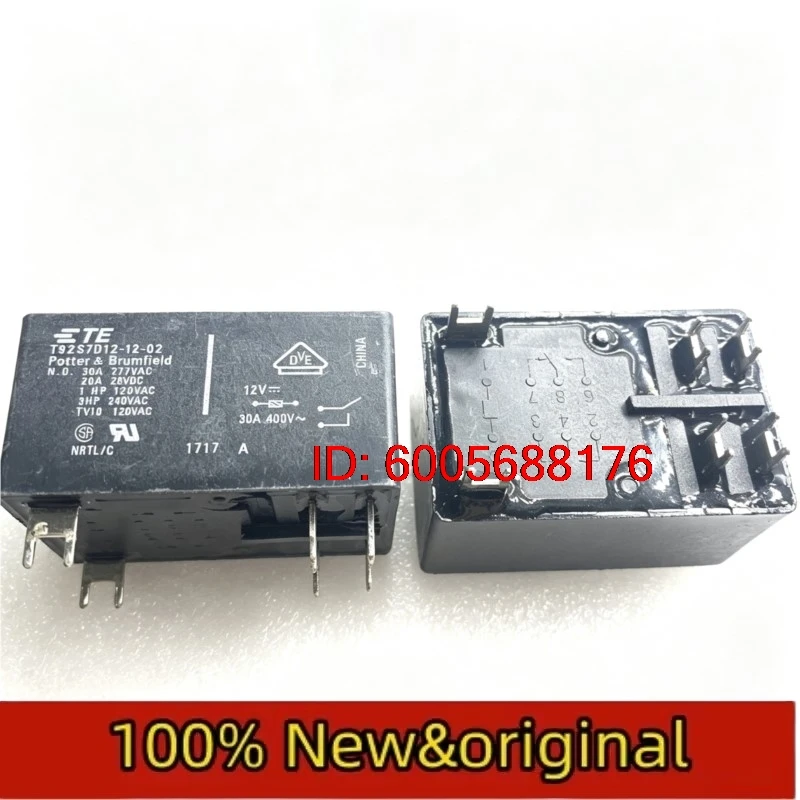 10PCS New stock T92S7D12-12-02 Taike 12VDC/30A normally open relay T92 6-pin