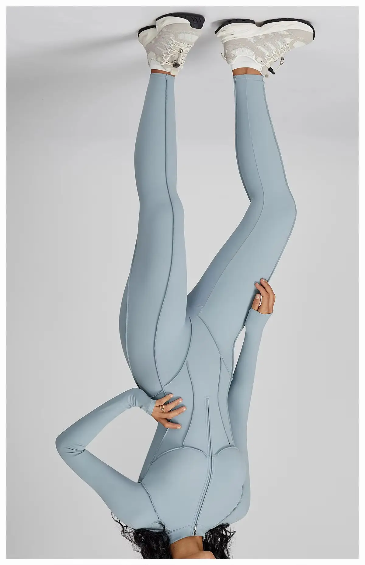 One Piece Yoga Jumpsuit Women Long Sleeve Half Zipper High Neck Corset Seam Design Bodysuit Tummy Control Slim Fit Gym WorkoutOn