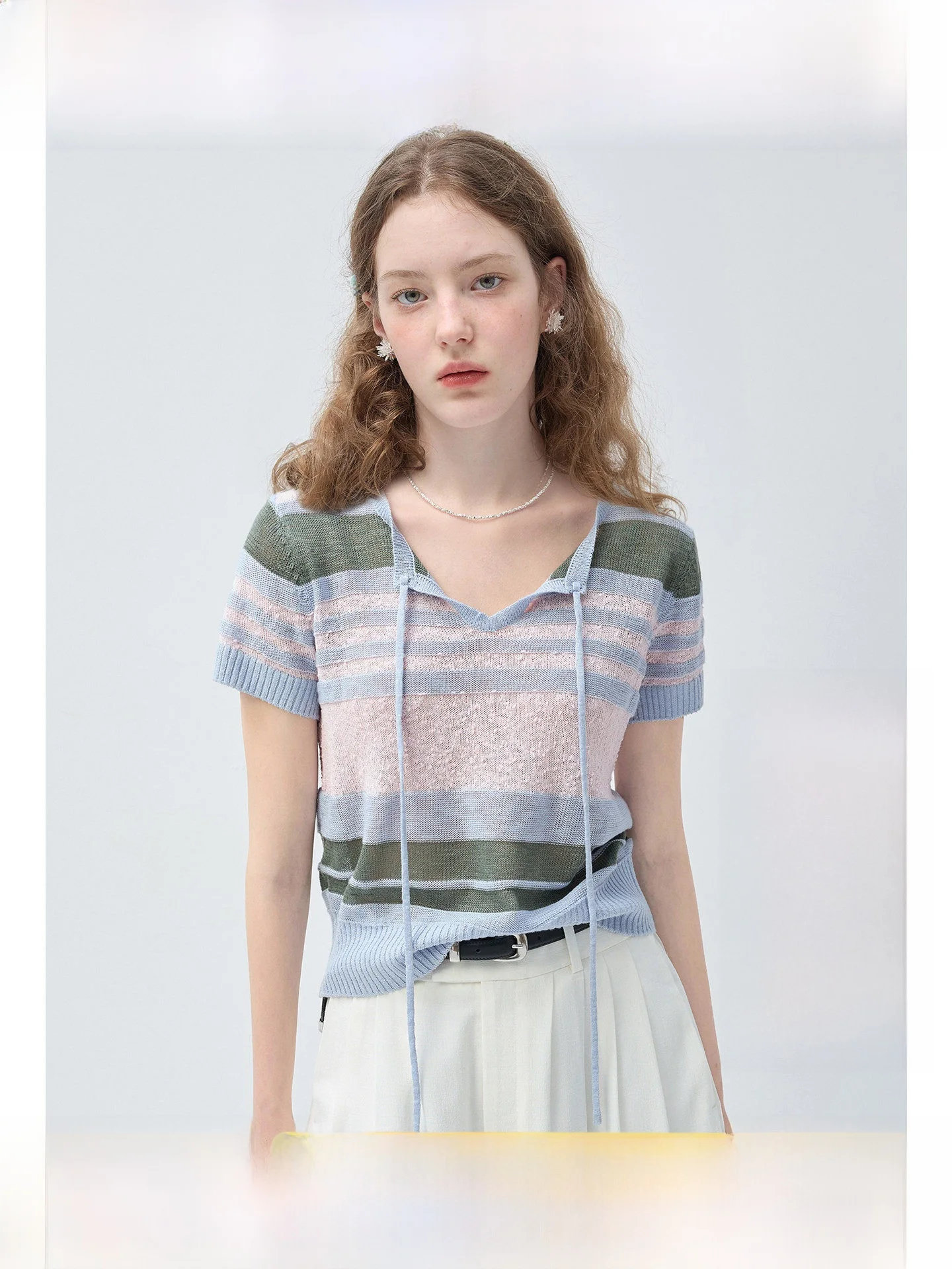 

Large Size Women's V-neck Knitted Short-sleeved Loose Bamboo Rayon Versatile Summer Thin T-shirt Breathable Comfortable Top