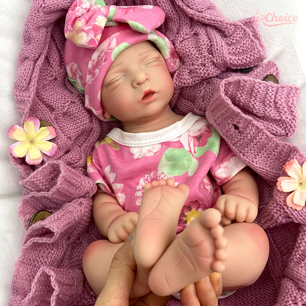 45cm Weighted Full Soft Silicone Reborn Girl Handmade Visible Veins Washable Doll for Collectible Christmas Gift