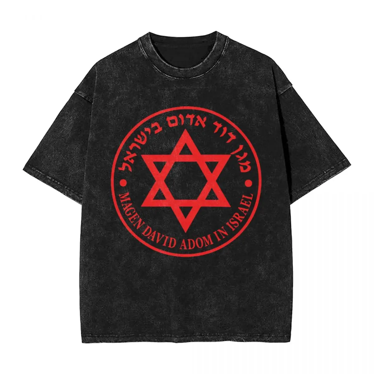 MDA Magen David Adom Logo T-shirt lavata Uomo Streetwear T-shirt in cotone Spiaggia T-shirt moda traspirante Semplice Top di grandi dimensioni