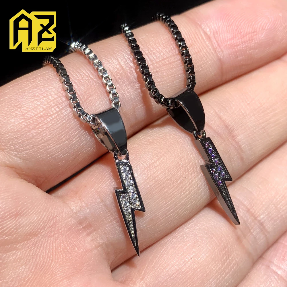 

Promotion Iced Out Lightning Pendants Necklaces with Long Link Chain For Men Women Bling Hip Hop Jewelry Free Shipping